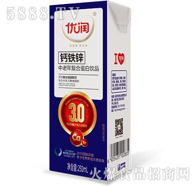 優(yōu)潤(rùn)鈣鐵鋅中老年復(fù)合蛋白飲品250ml