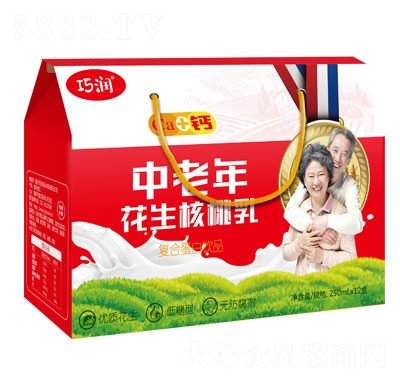 巧潤(rùn)中老年花生核桃乳低糖復(fù)合蛋白飲品禮盒裝