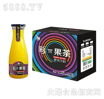 彩π果茶百香果茶果汁飲料1.5LX6瓶