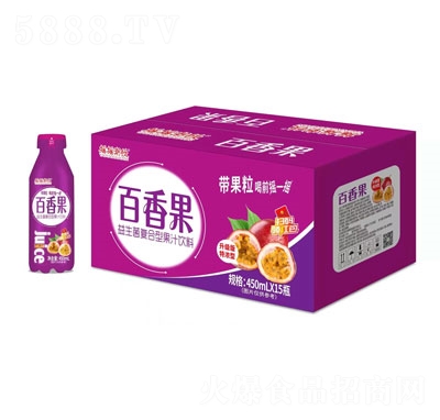 搖搖潮飲百香果益生菌復(fù)合型果汁飲料450mlX15瓶