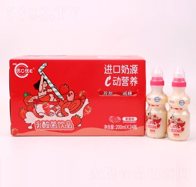 虎潤(rùn)優(yōu)C優(yōu)E乳酸菌飲品草莓味200mlX24