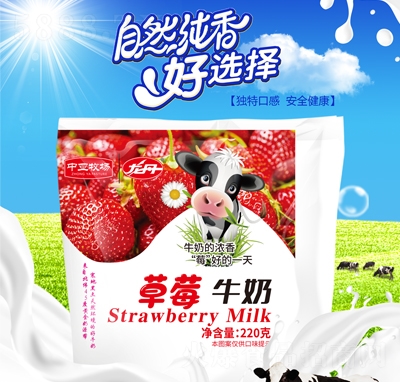 中亞牧場(chǎng)草莓牛奶220克乳味飲料招商代理