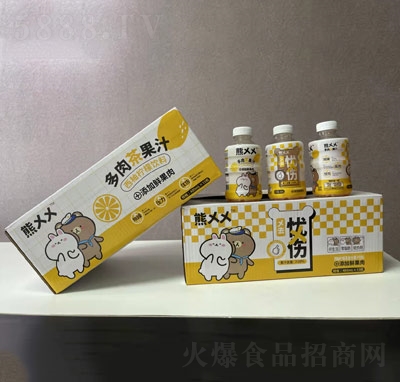 熊xx多肉茶果汁西柚檸檬茶復(fù)合果汁飲料商超貨源480ml×15瓶