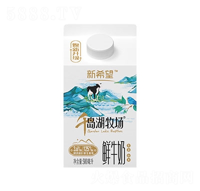 新希望白帝千島湖牧場(chǎng)鮮牛奶屋頂盒純牛奶500ml