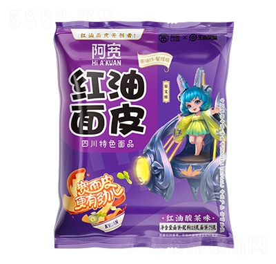 阿寬酸菜味紅油面皮方便速食食品