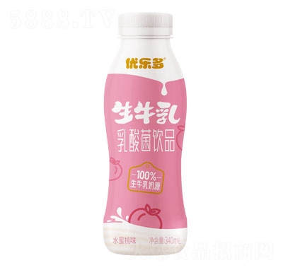 優(yōu)樂多生牛乳乳酸菌飲品水蜜桃味340ml