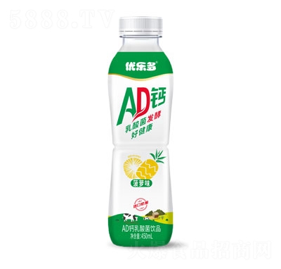 優(yōu)樂多AD鈣乳酸菌飲品菠蘿味450ml