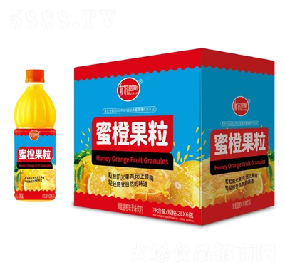 布爾諾斯蜜橙果粒蜂蜜甜橙味果味飲料2LX6瓶