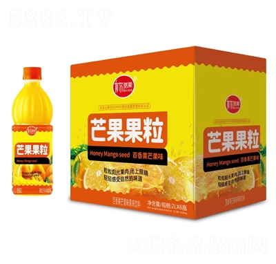 布爾諾斯芒果果粒百香果芒果味果味飲料2LX6瓶