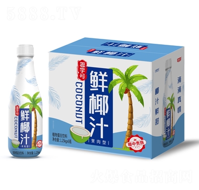 椰字號(hào)鮮椰汁果肉型植物蛋白飲料1.25kgX6瓶