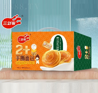 三劍客休閑食品零食2+1手撕面包