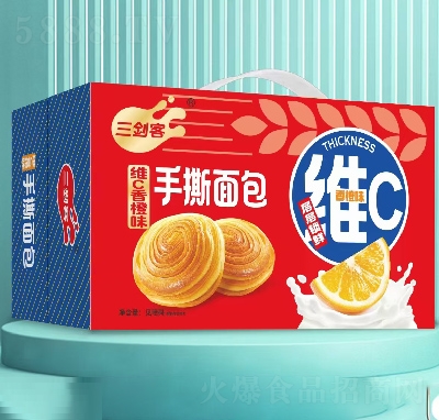 三劍客休閑食品零食禮盒維C手撕面包食品